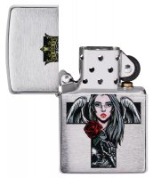  Zippo Cross, Queen & Skull   Brushed Chrome, 